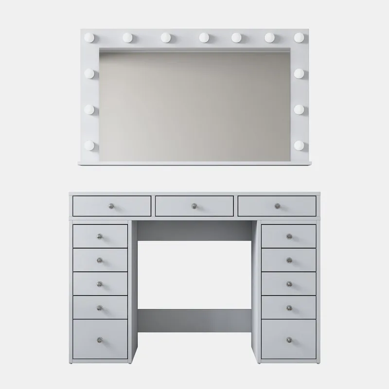 Makeupbord Wallxpert Pira (120 x 81,6 x 44,5 cm) Hvid Kold hvid, Hvid, kold hvid