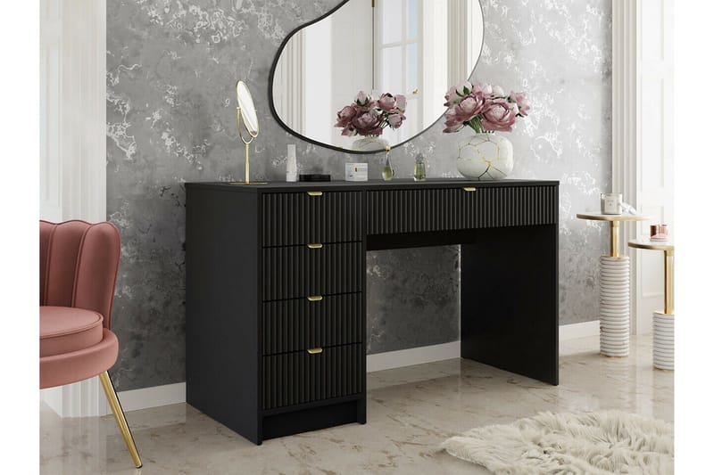 Novaj Makeupbord med skuffer 120x55 cm - Sort - Møbler - Borde - Sminkebord & konsolbord