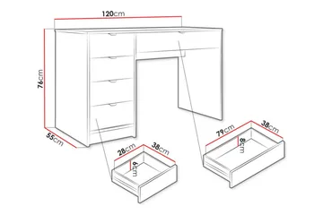Novaj Makeupbord med skuffer 120x55 cm - Sort - Møbler - Borde - Sminkebord & konsolbord