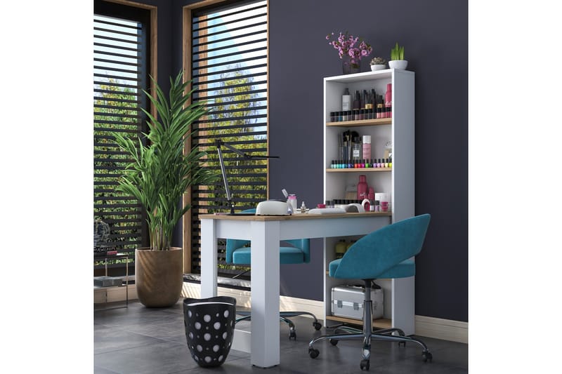 Patwal Sminkebord 120 cm - Valnød finér/Hvid - Møbler - Borde - Sminkebord & konsolbord