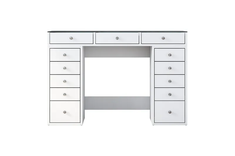 Ramender Makeupbord med Opbevaring Bordplade i Glas 120 cm - Glas - Møbler - Borde - Sminkebord & konsolbord