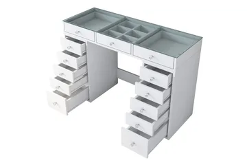 Ramender Makeupbord med Opbevaring Bordplade i Glas 120 cm - Glas - Møbler - Borde - Sminkebord & konsolbord