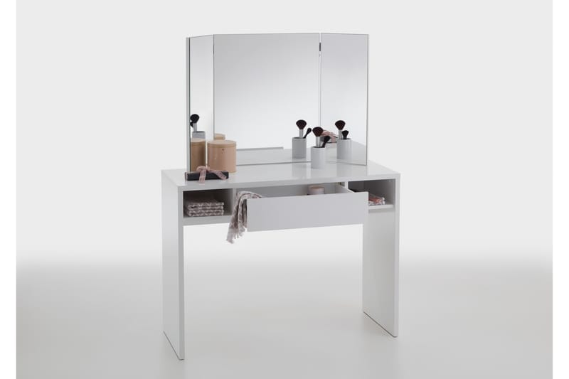 Ridell Sminkebord 100 cm - Hvid - Makeup bord med spejl - Sminkebord & konsolbord