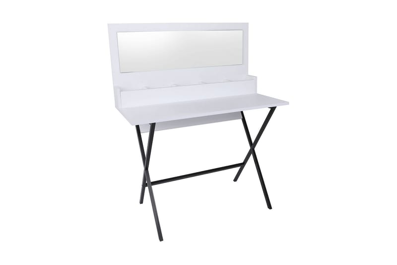 Shonao Makeup bord 100 cm - Hvid / Sort - Makeup bord med spejl - Sminkebord & konsolbord