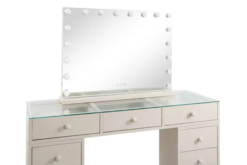 Sminkebord Basic Home Glow 120 cm med Glow sminkspejl 80 cm Beige - Møbler - Borde - Sminkebord & konsolbord - Makeup bord med lamper