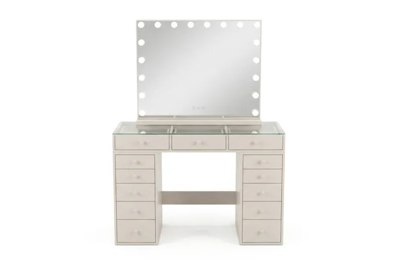 Sminkebord Basic Home Glow 120 cm med Glow sminkspejl 80 cm Beige, undefined