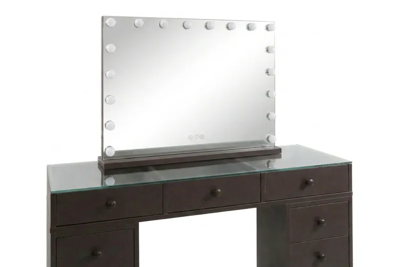 Sminkebord Basic Home Glow 120 cm med Glow sminkspejl 80 cm Brun - Møbler - Borde - Sminkebord & konsolbord - Makeup bord med lamper