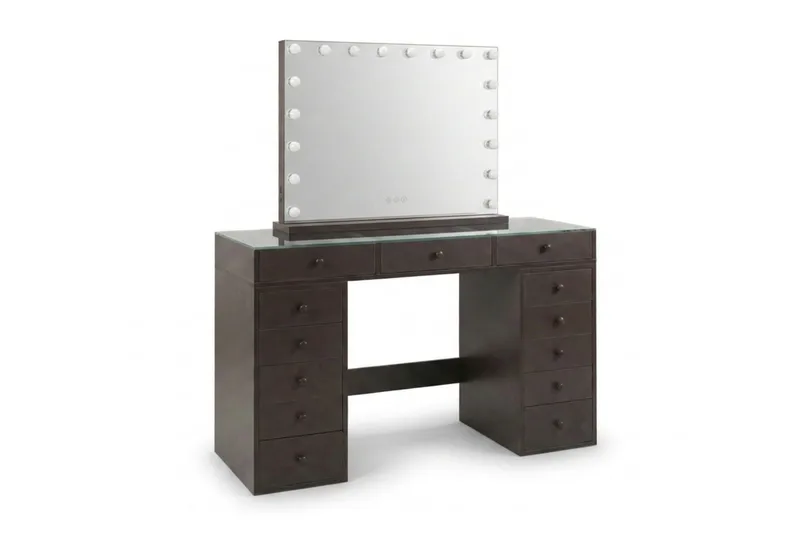 Sminkebord Basic Home Glow 120 cm med Glow sminkspejl 80 cm Brun - Møbler - Borde - Sminkebord & konsolbord - Makeup bord med lamper
