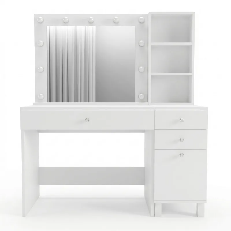 Sminkebord Hanah Home Monroe (125,4 x 147 x 44,5 cm) Hvid, Hvid