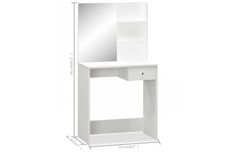 Sminkebord Spånplade 75 X 40 X 141 Cm Hvid - Hvid - Møbler - Borde - Sminkebord & konsolbord