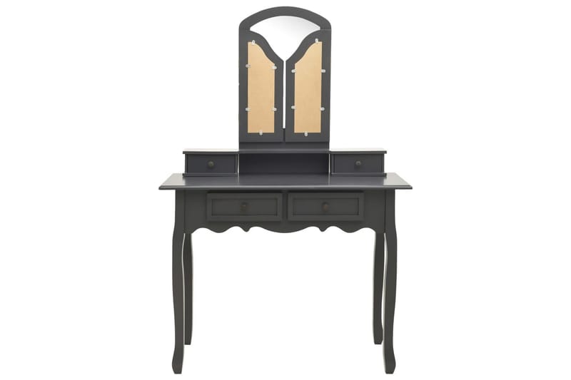 Sminkebordssæt Med Taburet 100x40x146 cm Kejsertræ Grå - Sminkebord & konsolbord - Makeup bord med spejl