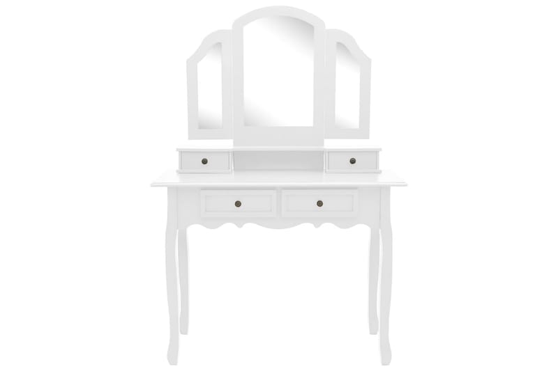 Sminkebordssæt Med Taburet 100x40x146 cm Kejsertræ Hvid - Sminkebord & konsolbord - Makeup bord med spejl