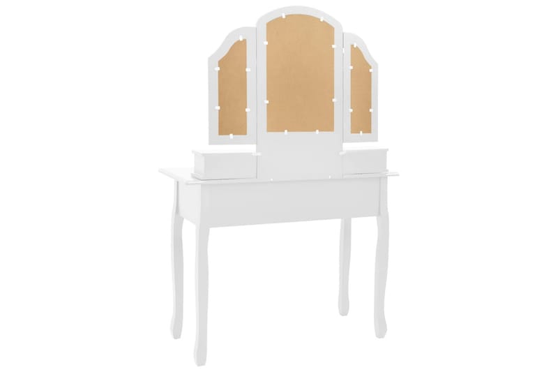 Sminkebordssæt Med Taburet 100x40x146 cm Kejsertræ Hvid - Møbler - Borde - Sminkebord & konsolbord