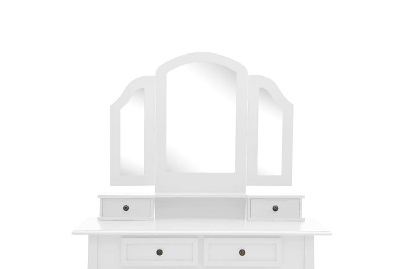 Sminkebordssæt Med Taburet 100x40x146 cm Kejsertræ Hvid - Sminkebord & konsolbord - Makeup bord med spejl