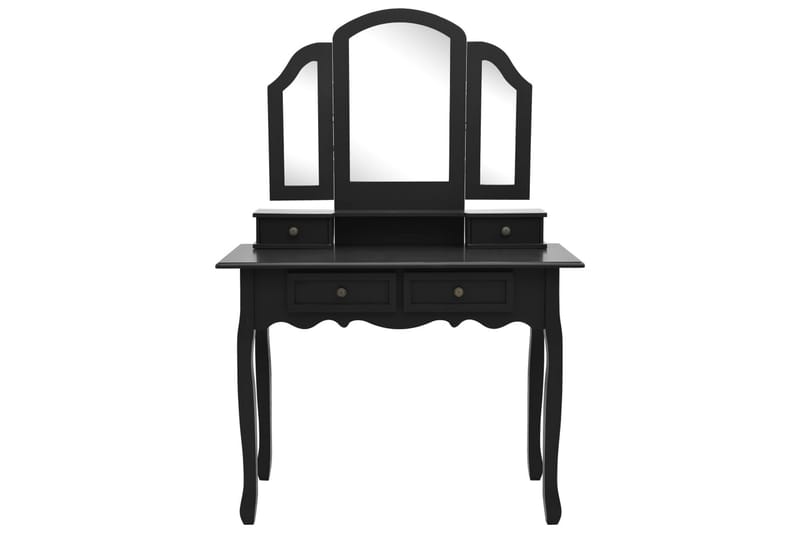 Sminkebordssæt Med Taburet 100x40x146 cm Kejsertræ Sort - Møbler - Borde - Sminkebord & konsolbord