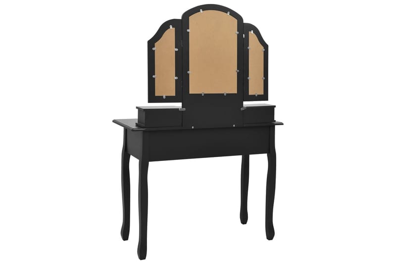 Sminkebordssæt Med Taburet 100x40x146 cm Kejsertræ Sort - Møbler - Borde - Sminkebord & konsolbord