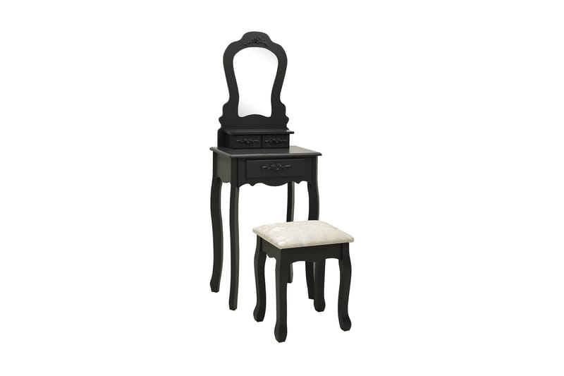 Sminkebordssæt Med Taburet 50x59x136 cm Kejsertræ Sort - Møbler - Borde - Sminkebord & konsolbord