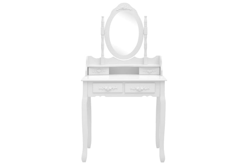 Sminkebordssæt Med Taburet 75x69x140 cm Kejsertræ Hvid - Møbler - Borde - Sminkebord & konsolbord