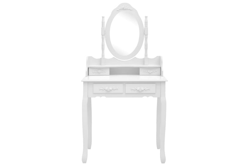 Sminkebordssæt Med Taburet 75x69x140 cm Kejsertræ Hvid - Makeup bord med spejl - Sminkebord & konsolbord