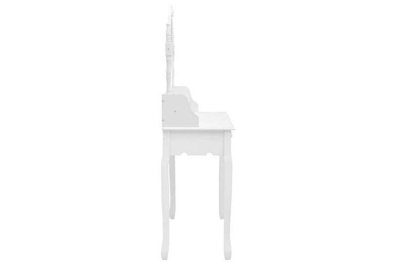 Sminkebordssæt Med Taburet 75x69x140 cm Kejsertræ Hvid - Makeup bord med spejl - Sminkebord & konsolbord