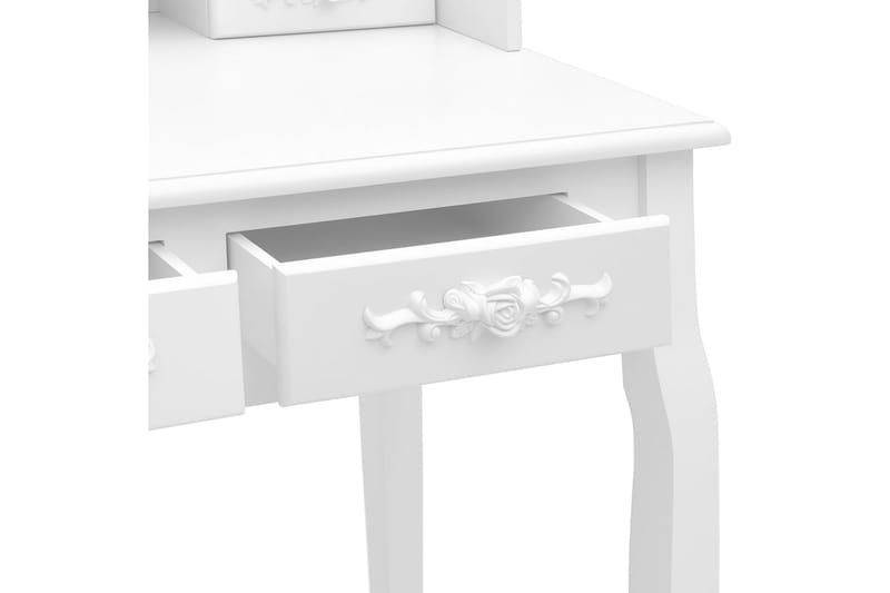 Sminkebordssæt Med Taburet 75x69x140 cm Kejsertræ Hvid - Sminkebord & konsolbord - Makeup bord med spejl