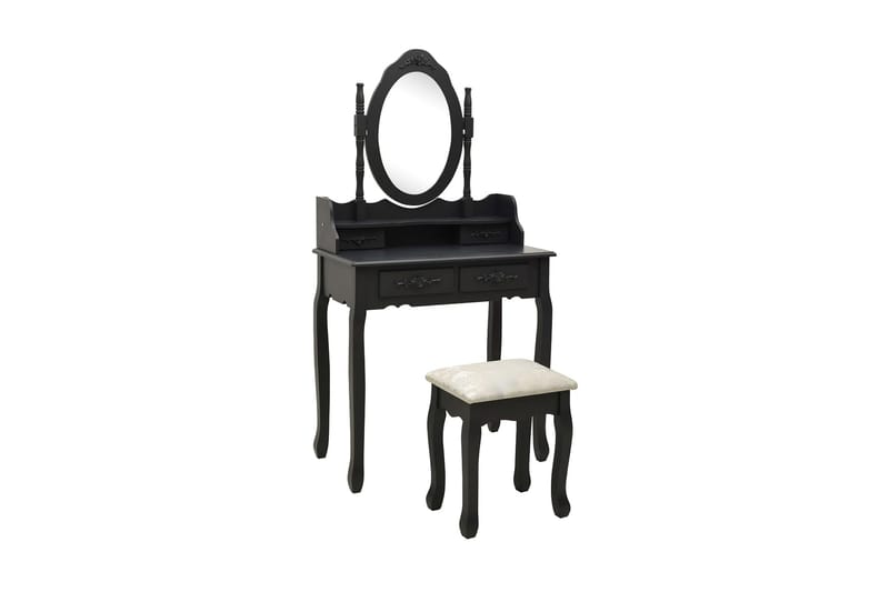 Sminkebordssæt Med Taburet 75x69x140 cm Kejsertræ Sort - Møbler - Borde - Sminkebord & konsolbord