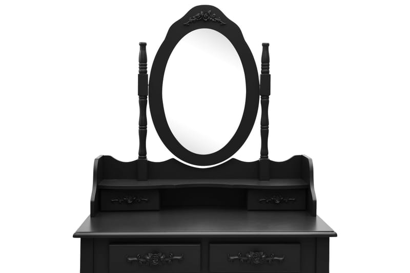Sminkebordssæt Med Taburet 75x69x140 cm Kejsertræ Sort - Sminkebord & konsolbord - Makeup bord med spejl