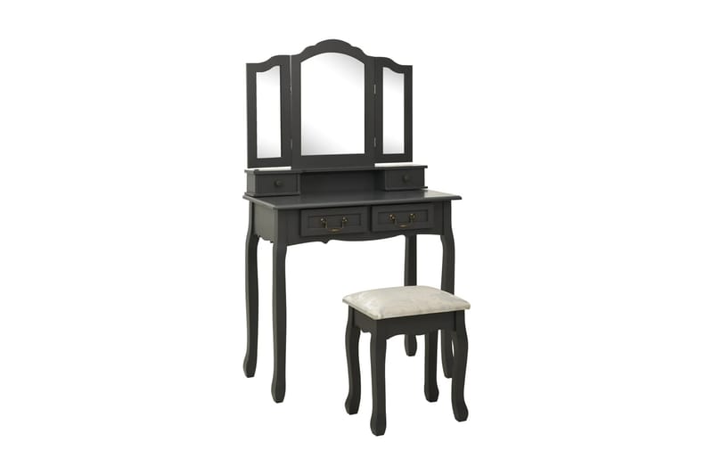 Sminkebordssæt Med Taburet 80x69x141 cm Kejsertræ Grå - Møbler - Borde - Sminkebord & konsolbord