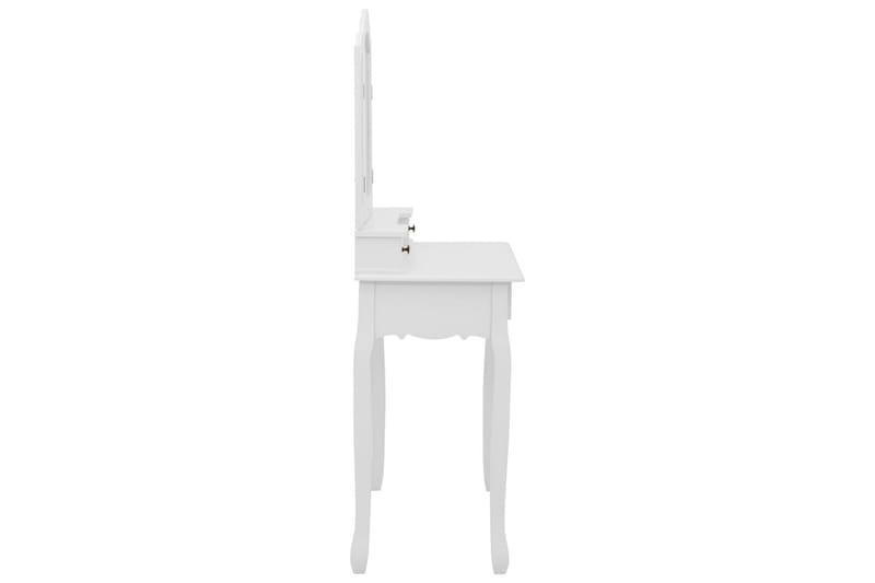 Sminkebordssæt Med Taburet 80x69x141 cm Kejsertræ Hvid - Møbler - Borde - Sminkebord & konsolbord