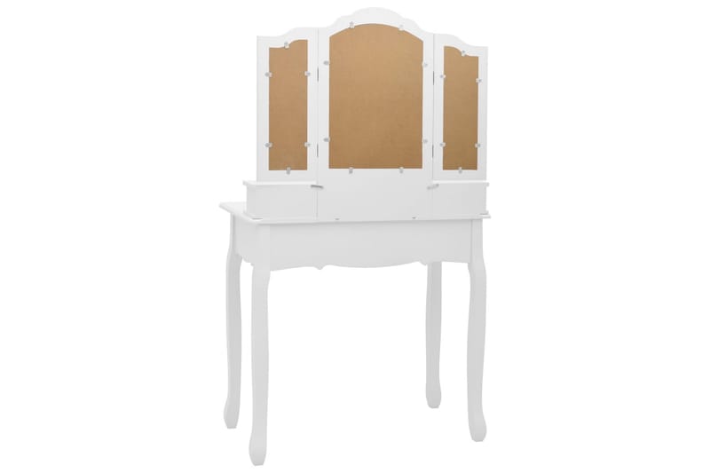 Sminkebordssæt Med Taburet 80x69x141 cm Kejsertræ Hvid - Møbler - Borde - Sminkebord & konsolbord