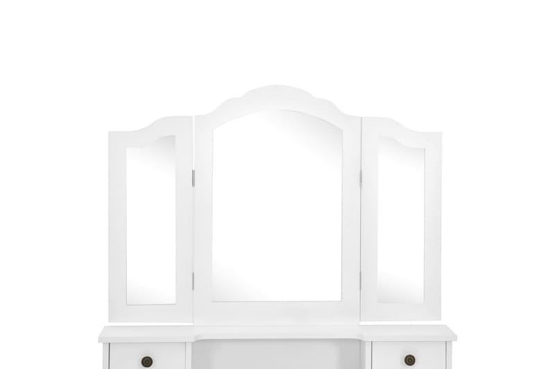 Sminkebordssæt Med Taburet 80x69x141 cm Kejsertræ Hvid - Sminkebord & konsolbord - Makeup bord med spejl