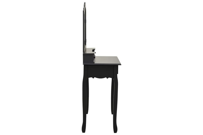Sminkebordssæt Med Taburet 80x69x141 cm Kejsertræ Sort - Møbler - Borde - Sminkebord & konsolbord