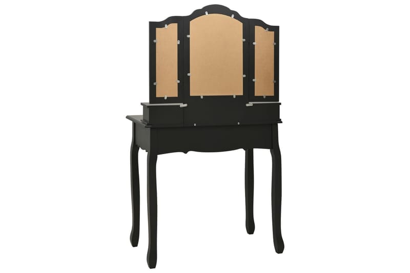 Sminkebordssæt Med Taburet 80x69x141 cm Kejsertræ Sort - Møbler - Borde - Sminkebord & konsolbord