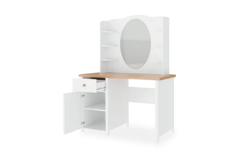 Story Makeup-bord - Beige / Hvid - Møbler - Borde - Sminkebord & konsolbord - Makeup bord med spejl