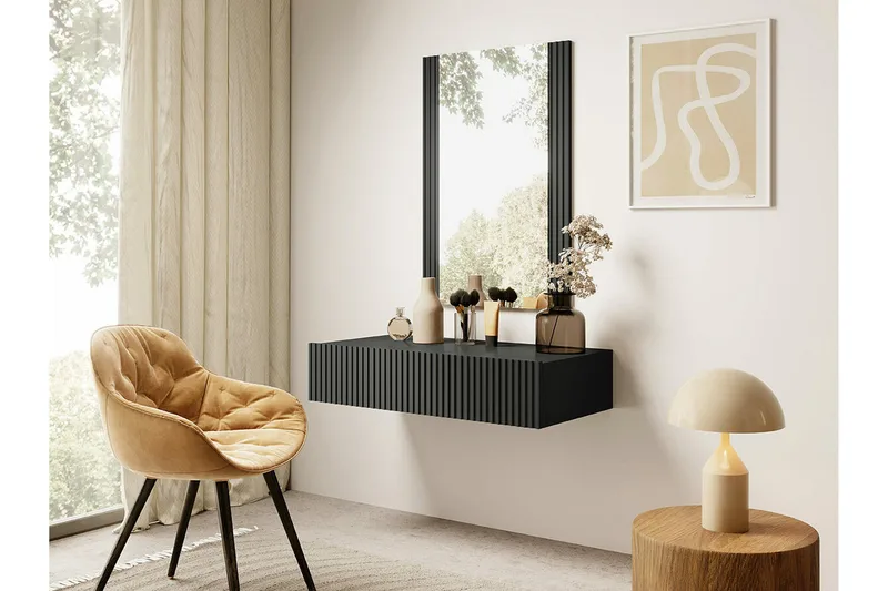 Strontian Sminkbord 80x42 cm Scandinavian Choice Anthracite - Møbler - Borde - Sminkebord & konsolbord - Makeup bord med spejl