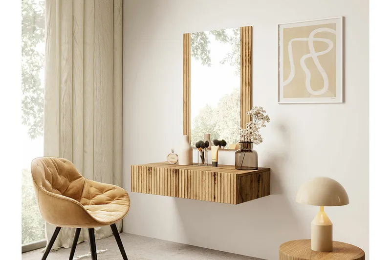 Strontian Sminkbord 80x42 cm Scandinavian Choice Brown - Møbler - Borde - Sminkebord & konsolbord - Makeup bord med spejl