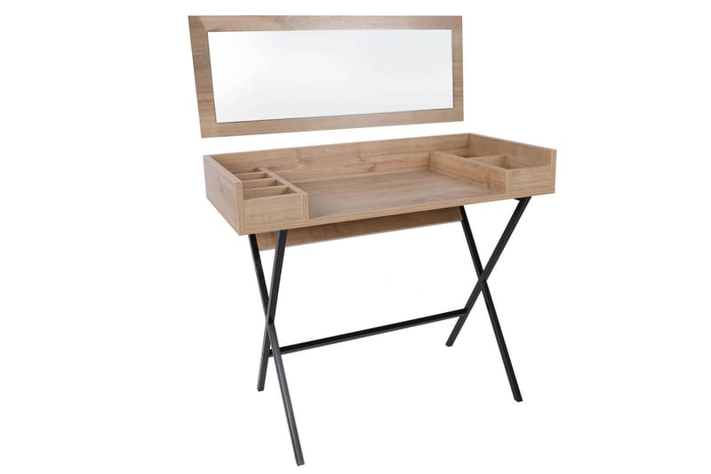 Timiza Makeup bord 100 cm - Valnød / sort - Møbler - Borde - Sminkebord & konsolbord