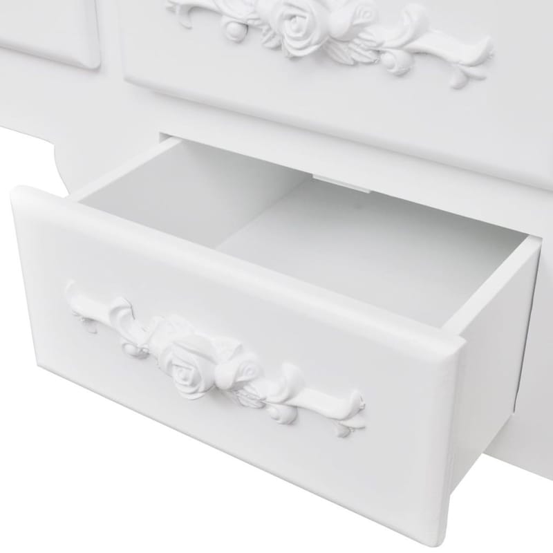 Toiletbord Med Taburet Og 3 Spejle Hvid - Hvid - Sminkebord & konsolbord