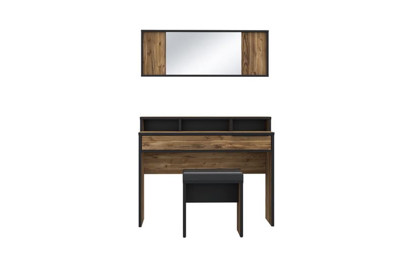 Vergina Makeupbord 110 cm - Brun/Sort - Møbler - Borde - Sminkebord & konsolbord - Makeup bord med spejl