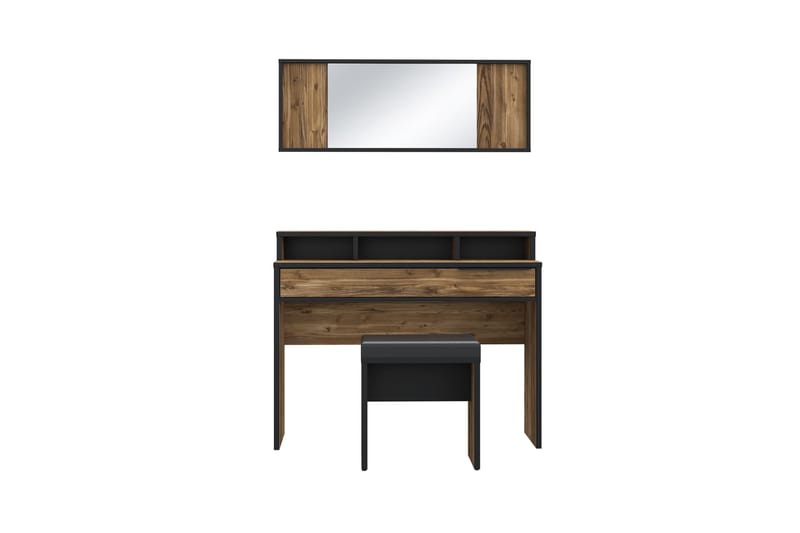Vergina Makeupbord 110 cm - Brun/Sort - Makeup bord med spejl - Sminkebord & konsolbord