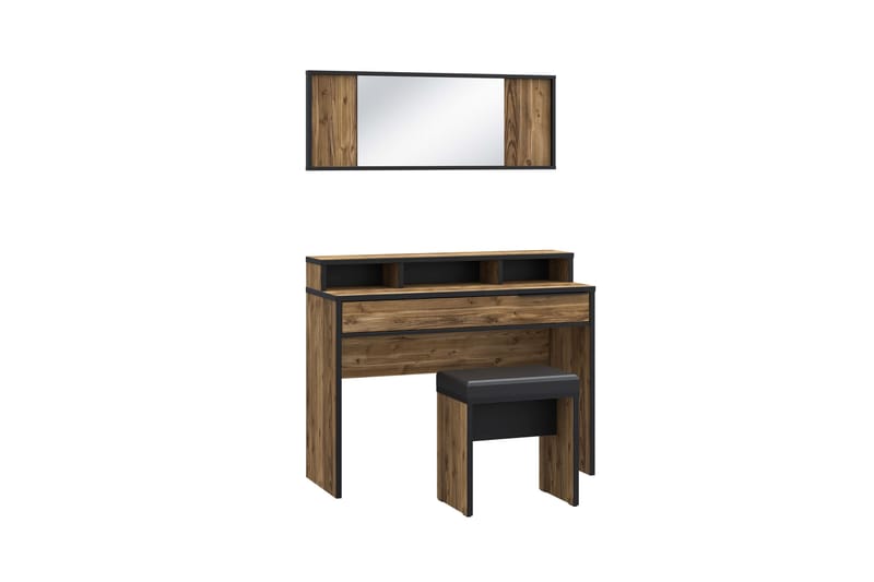 Vergina Makeupbord 110 cm - Brun/Sort - Møbler - Borde - Sminkebord & konsolbord - Makeup bord med spejl