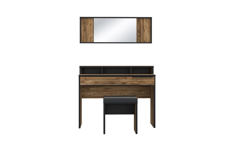 Vergina Makeupbord 110 cm - Brun/Sort - Makeup bord med spejl - Sminkebord & konsolbord