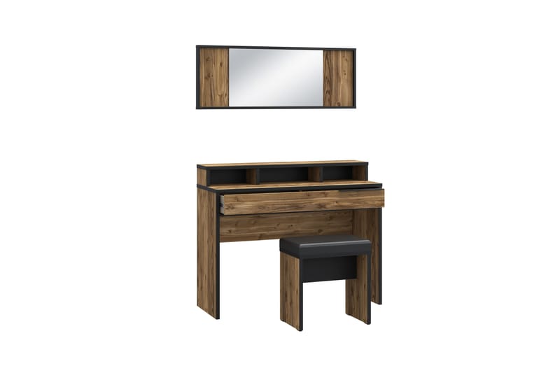 Vergina Makeupbord 110 cm - Brun/Sort - Møbler - Borde - Sminkebord & konsolbord - Makeup bord med spejl