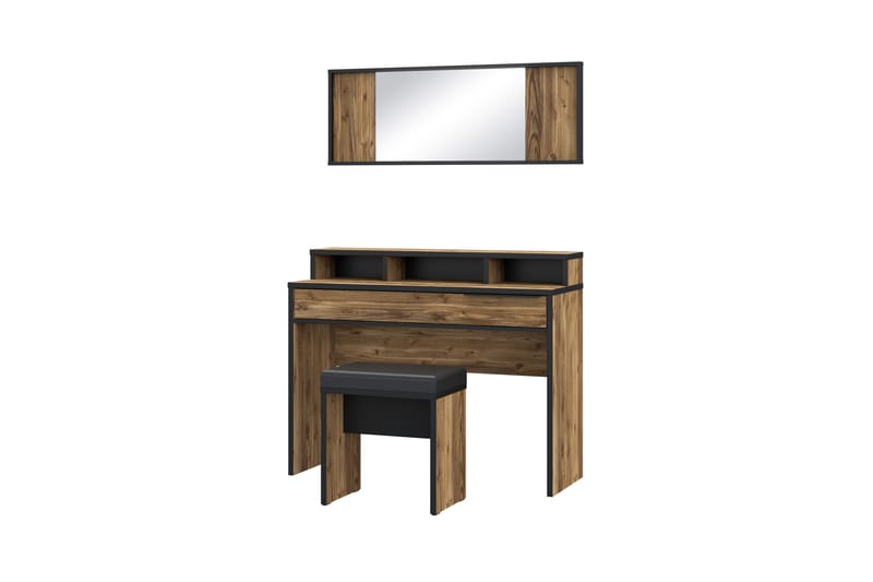 Vergina Makeupbord 110 cm - Brun/Sort - Møbler - Borde - Sminkebord & konsolbord - Makeup bord med spejl