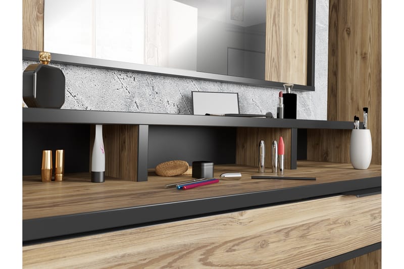 Vergina Makeupbord 110 cm - Brun/Sort - Møbler - Borde - Sminkebord & konsolbord - Makeup bord med spejl