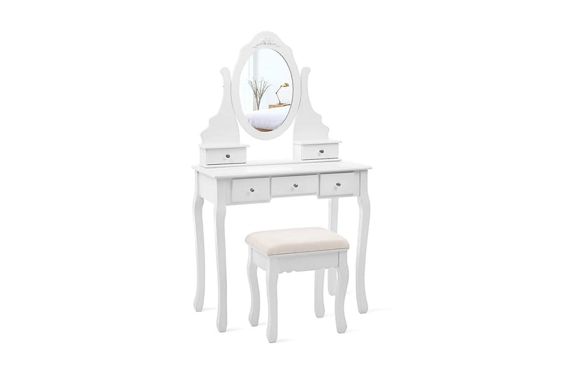 Vrnjak Sminkebord - Hvid - Makeup bord med spejl - Sminkebord & konsolbord