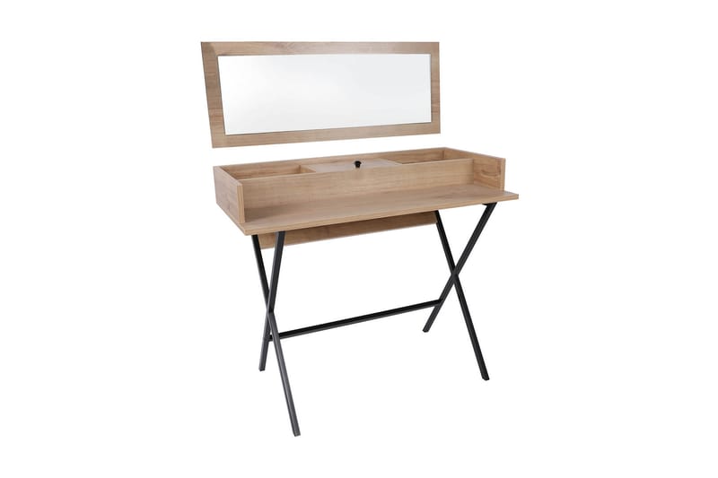 Weesolo Makeup bord  100 cm - Valnød / sort - Møbler - Borde - Sminkebord & konsolbord - Makeup bord med spejl