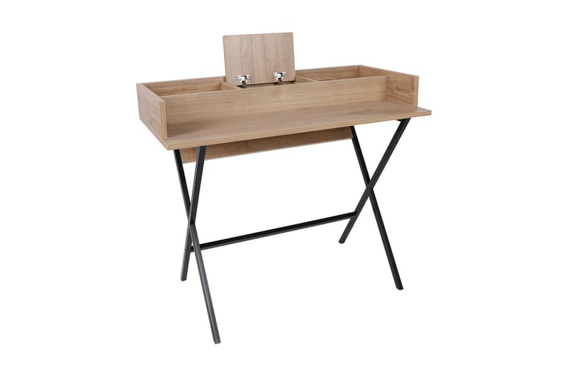 Weesolo Makeup bord  100 cm - Valnød / sort - Møbler - Borde - Sminkebord & konsolbord - Makeup bord med spejl