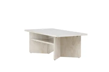 Ålesund Travertin Sofabord Rektangulært 120x60 cm med Opbevaring - Beige - Møbler - Borde - Sofabord