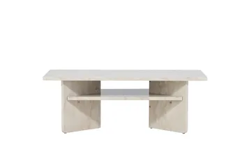 Ålesund Travertin Sofabord Rektangulært 120x60 cm med Opbevaring - Beige - Møbler - Borde - Sofabord